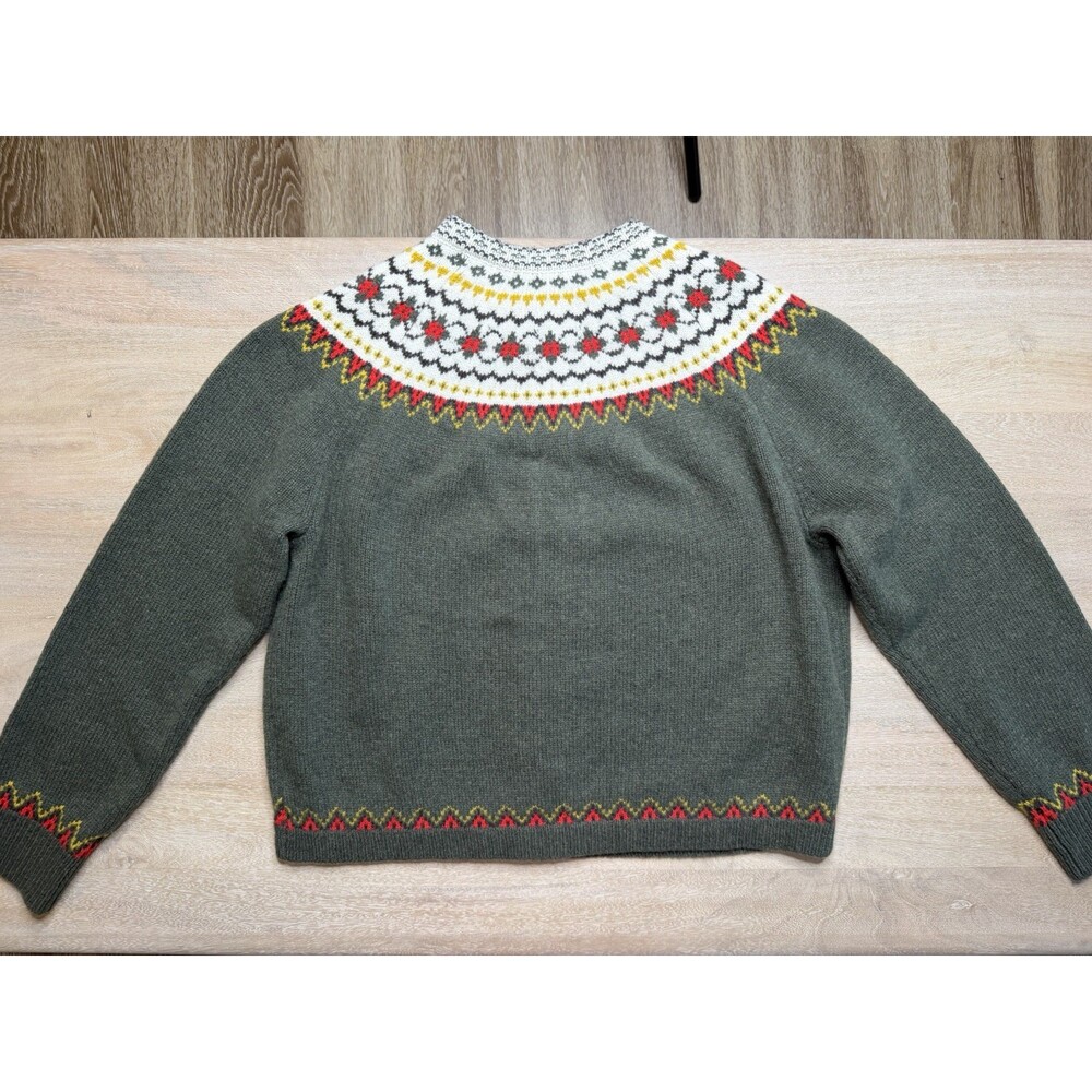 Alex Mill Hilde Fair Isle Cardigan Sweater in Thyme Multi Green Size Medium - Picture 8 of 8